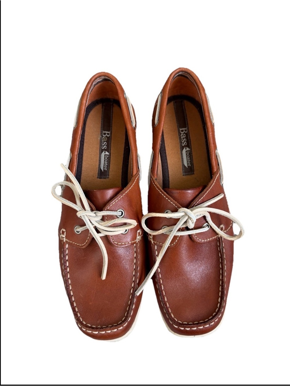 G.H. Bass & Co. Brown Leather Women’s Boat Shoes with White Laces